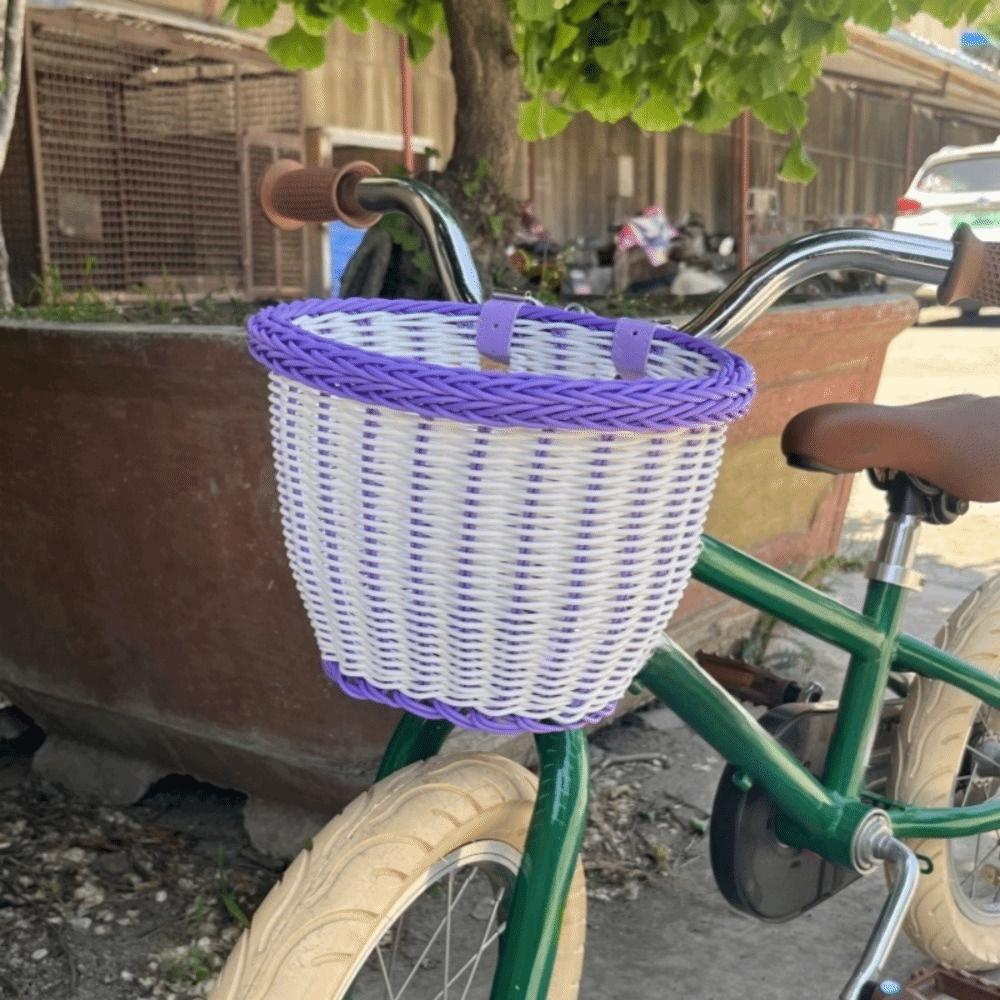 Плетеная корзина для велосипеда, регулируемые кожаные ремни, корзина на руль для велосипеда, детские и взрослые велосипеды