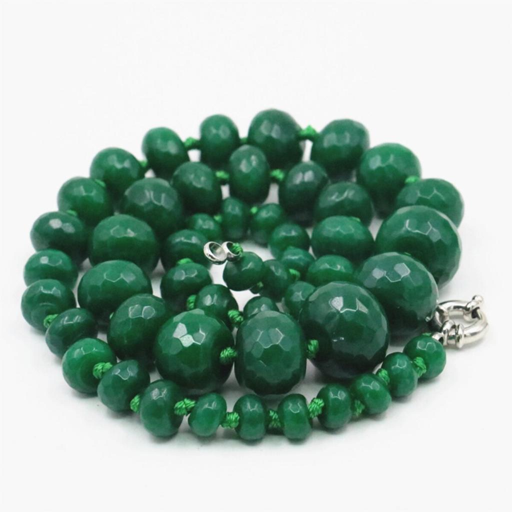 2023 8-20mm Natural Dark Green Jade Chalcedony Beads Necklace Faceted Women Girl Stone DIY Fashion Jewelry Making Design Christmas Gifts