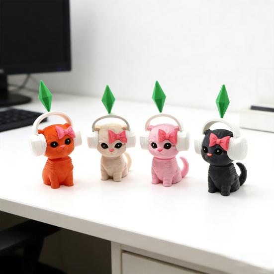 Милая статуэтка кошки 3D-печать, кошка с качающейся головой на пружине для приборной панели автомобиля, домашнего офиса, рабочего стола, коллекционный животный орнамент для игры