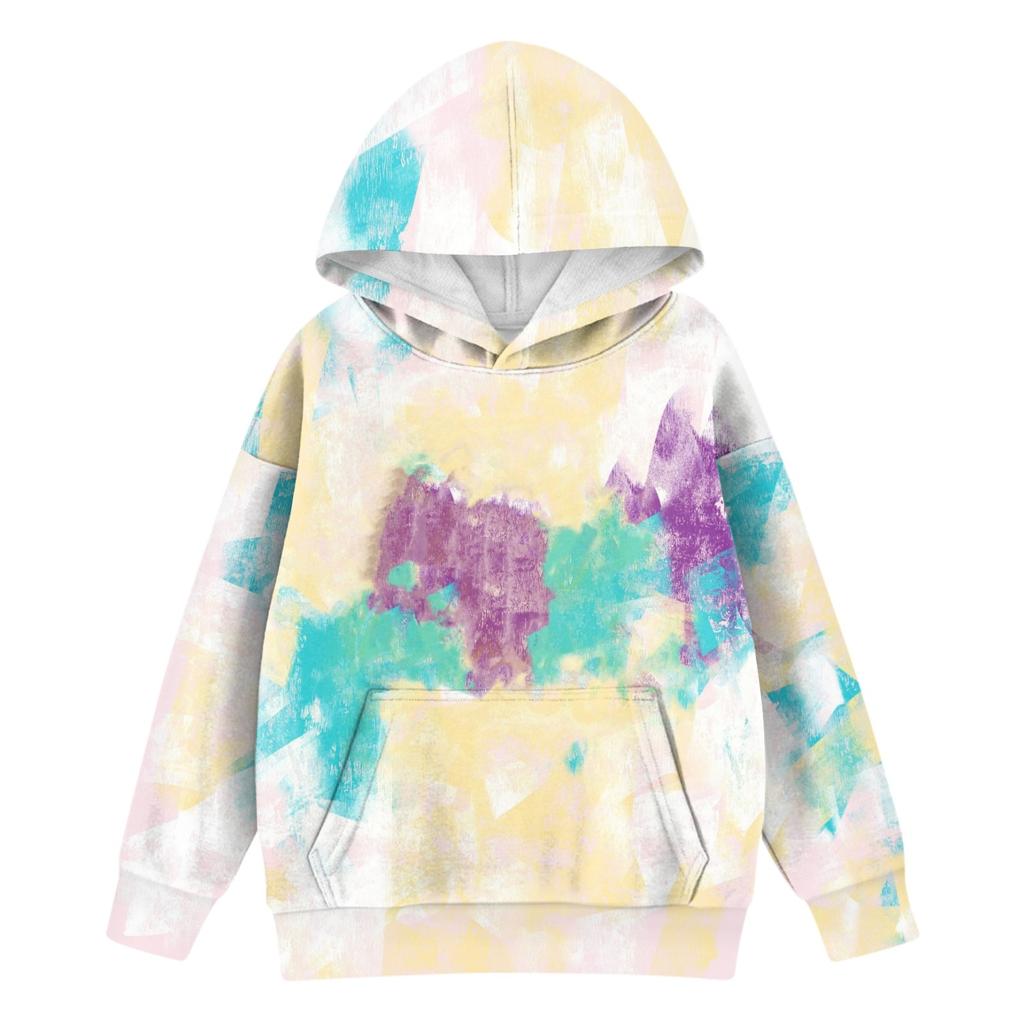 Children's Sweatshirt Girls Gradient Color Long Sleeve Hooded Pocket Sweatshirt