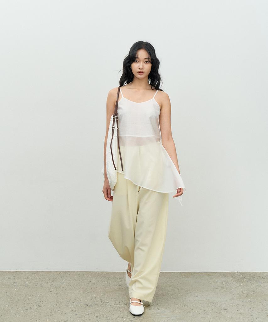 MAKE A TOAST Double-Pleated Curve Pants Light Yellow Mbespa002Ly
