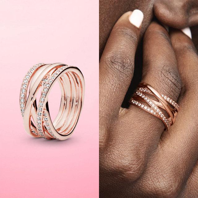 Женское кольцо Новое стерлинговое серебро 925 пробы сверкающие и полированные линии кольцо на палец для женщин свадьба помолвка ювелирные изделия подарок