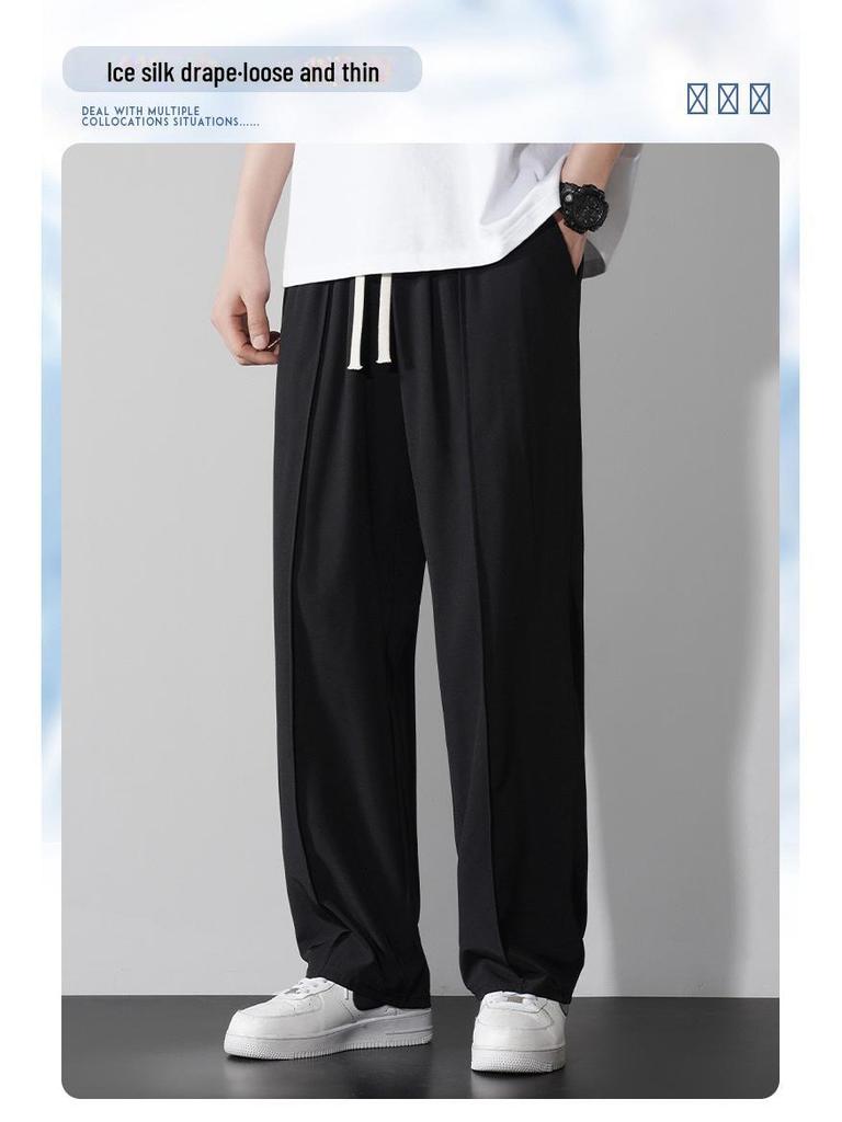 Мужские летние легкие широкие брюки Ice Silk - повседневные брюки свободного кроя