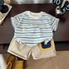 2Pcs/Set Summer Baby Boys Girls Clothing Casual Newborn Set Cute Stripe Short sleeved Shirt+Shorts Pants Baby Set