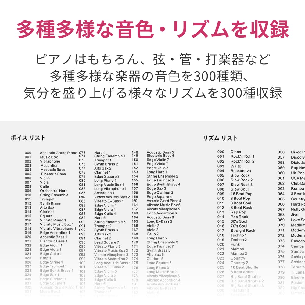 TORTE Electronic Keyboard 61 Keys Japanese Notation 300 Voices Lightweight Slim Design For Beginners Black TSDK-61/BK (Music Stand/Power