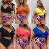 Plus Size Bikini High Waist Ruffle Bikini Set Sexy Flounce Bikini Swimwear Women Two Pieces Swimsuit Floral Beachwear V-neck Bathing Suit