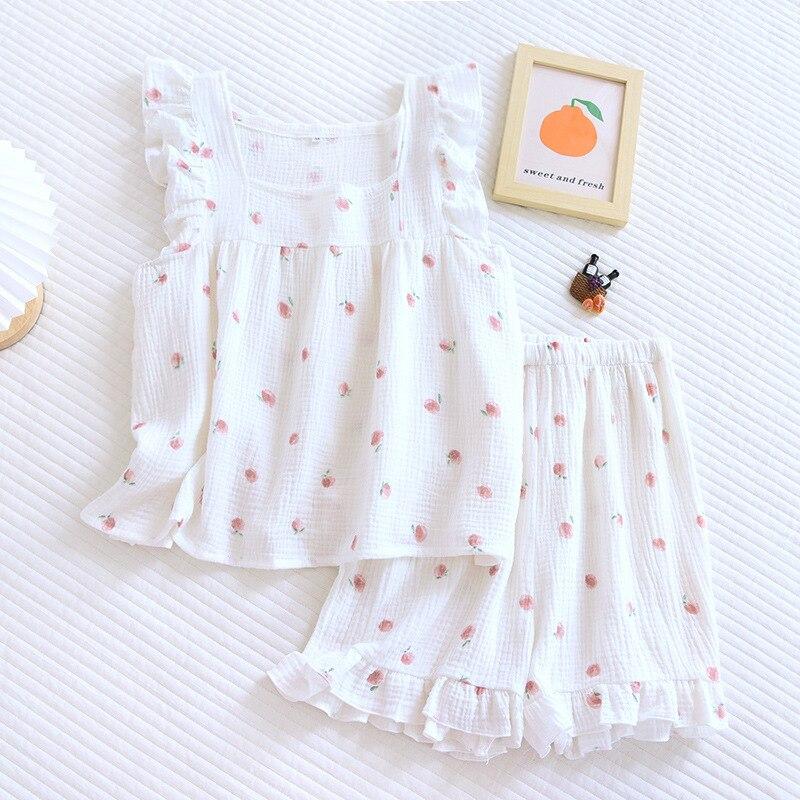 Pure Desire for Ins In Summer, Flounce Shorts, Cotton Suspenders, Pajamas, Women's Summer Home Clothes, Two-piece Suit, Summer