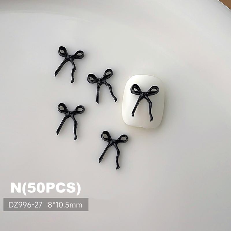 50 Pcs For DIY Manicure And Salon Decoration Soft Mini Bow Shape Nail Art Charms Mix Color 3D Bowknot Resin Accessories
