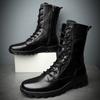 Роскошные мужские мотоциклетные ботинки из натуральной кожи, зимние теплые ботинки с высоким голенищем на коротком плюше, уличная повседневная обувь для ходьбы, большие размеры 37-47