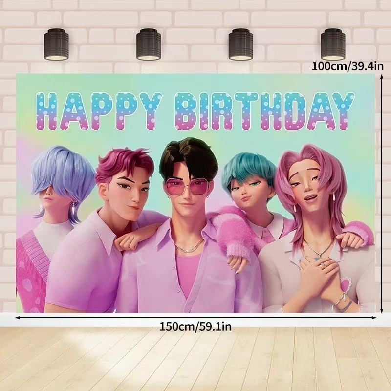 Kpop Охотники на Демонов Saja Boys День Рождения Фото Фон Девочки Мальчик С Днем Рождения Фон Реквизит для Фотосъемки