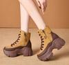Fashion Women's Round Lace-up Boots High Quality Winter Shoes Mixed Color Short Barrel Thick Sole Recommended Larger