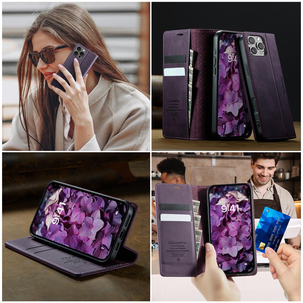 Кожаный чехол-книжка с карманом для карт для iPhone 17 16 15 14 Plus 13 12 11 Pro Max с магнитной подставкой и противоударной крышкой