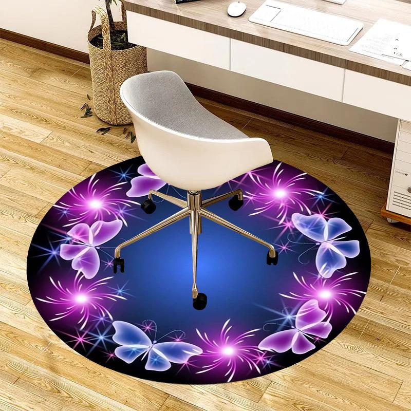 1pc Carpet Chair Mats Butterfly Fireworks Circular Frame Perfect for Decorating Chairs, Polyester Carpet, for Living Room.YDT608