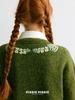 DIMANAF 2025 Осень Зеленые Свитера Кардиган Карманы Женщины Вышивка Узор Принт Пуговицы Свитера Вязание Свободный Свитер
