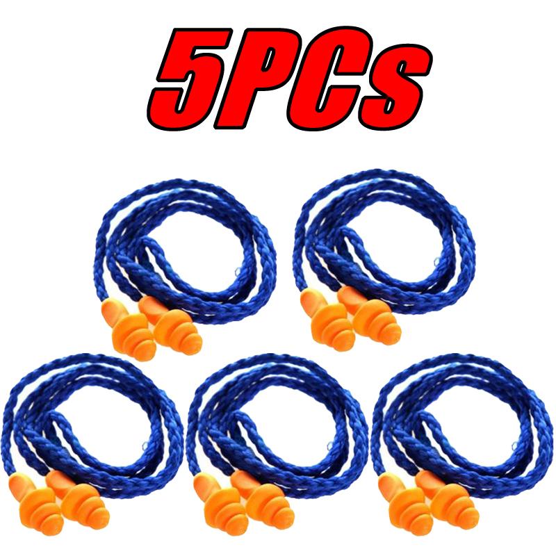 1/5/10Pcs Soft Silicone Corded Ear Protector Soundproof Earmuffs Noise Protection Earplugs Sleep Snoring Reusable Ears Plugs