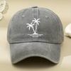 Hot Selling Fashion Printed Coconut Tree Washed Baseball Cap Men's and Women's Lightweight Adjustable Shade Cap Outdoor