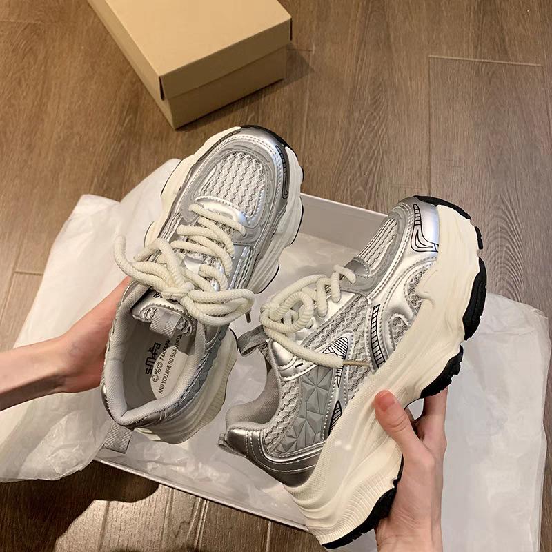 Daddy Shoes Women's 2025 New Summer Breathable Mesh Single Shoes Platform-soled Fried Street Light Running Casual Sports Shoes