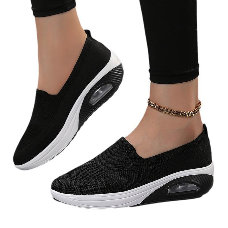 Туфли Женские туфли-качалки на платформе Большой размер летящие тканые повседневные туфли Ленивые на одной педали