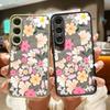 Акриловый твердый цветной матовый чехол с цветочным принтом для Samsung S25 Ultra S24 Fe S23 S22 A16 A15 A56 A55 A35, ударопрочный прозрачный защитный чехол с мягкими краями для линз