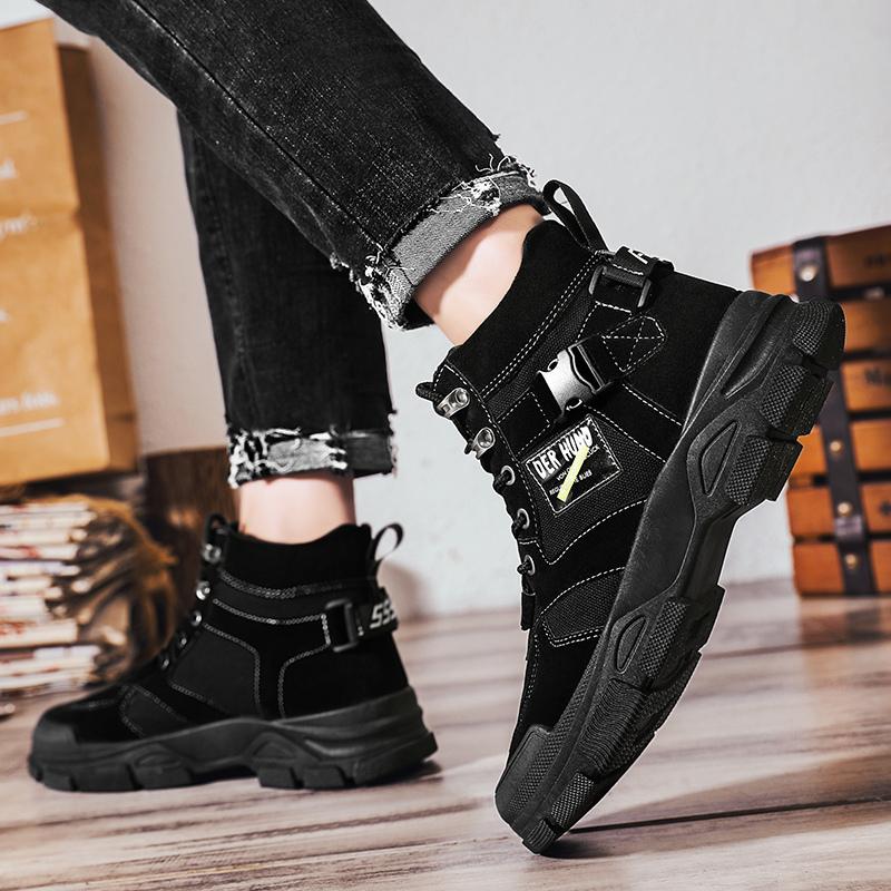 2024 Новые модные ботинки мужские осень-зима повседневные черные ботильоны для мужчин удобные массивные мотоциклетные ботинки мужские инструментальные туфли