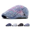 Denim Beret Women's Retro British Peaked Cap Men Print Forward Cap