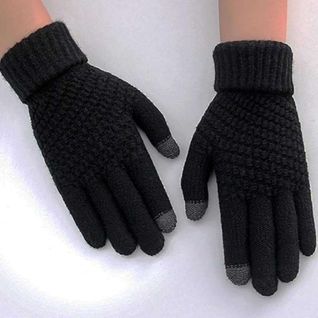 Теплые перчатки для женщин и мужчин. Вязаные варежки с флисовой подкладкой.