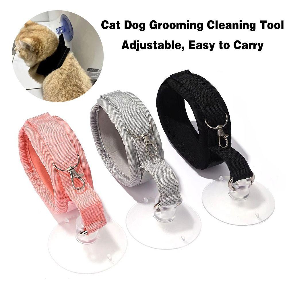 Bathing Nail Clipping Cat Grooming Cleaning Tool with Suction Cup Anti-Run Anti-Scratch Cat Dog Collar Lanyard Easy To Carry