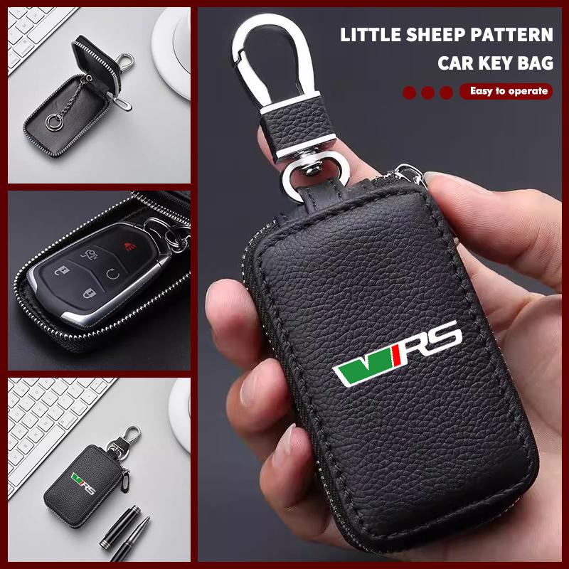 WFDZ5 Car Key Protector Bag Key Holder Mini Auto Key Case Wallet Zipper Bag Keychain For Skoda S Kodiaq Octavia 2 3 Yeti Karoq Rapid