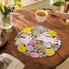 Cartoon Bunny Desktop Decor Easter Rabbit Egg Placemat, Polyester Fiber Decorative Table Mat, Non Cute Linens for Children Slip Hollow Tableware