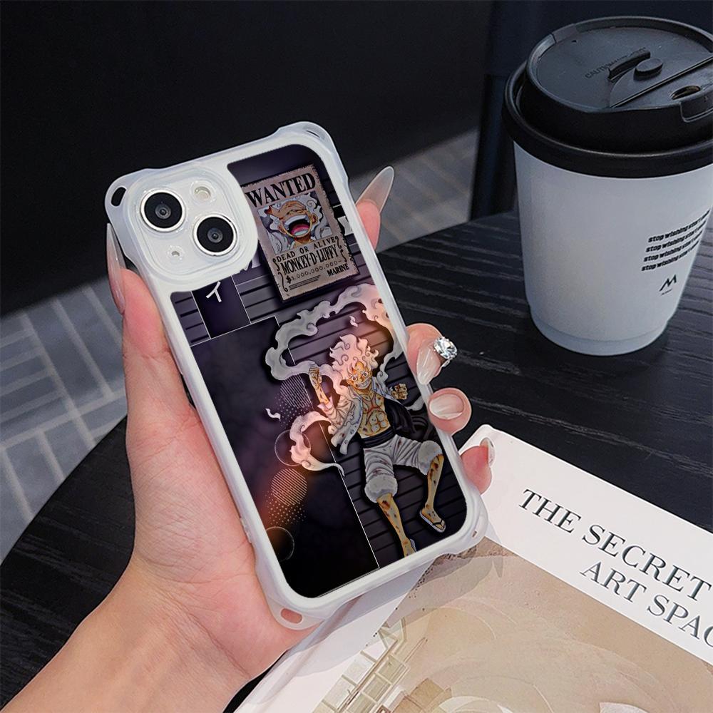 Мягкие чехлы для телефонов Ae92 One Piece Luffy Gear 5 для iPhone 16 15 14 13 12 11 Pro Max 7 8 Plus XR XS с ремешком на запястье, защитным шнурком для углов, задняя крышка