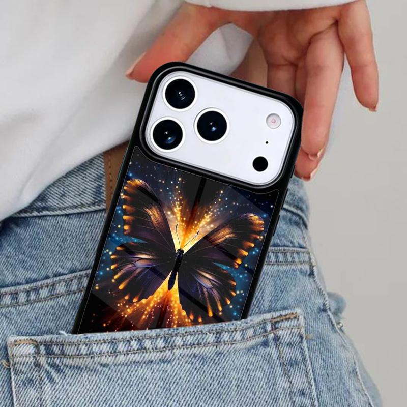 Glowing Butterfly Phone Case for iPhone 16e 15 14 13 12 17 Pro Max Plus Air 17pro Cover Coque