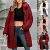Womens Solid Color Lapel Faux Coat Top Women's Mid-Length Plush Coat