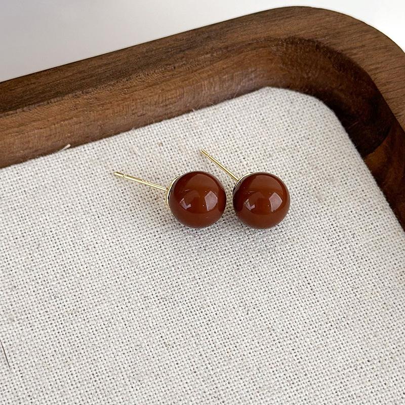 Простые новые коричневые геометрические серьги в стиле ретро с темпераментом, французские серьги, украшения для девочек