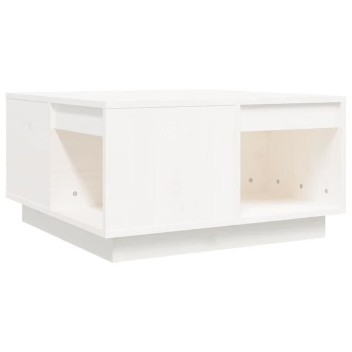 814530 vidaXL Coffee Table White 60x61x32.5 Cm Solid Pine Wood