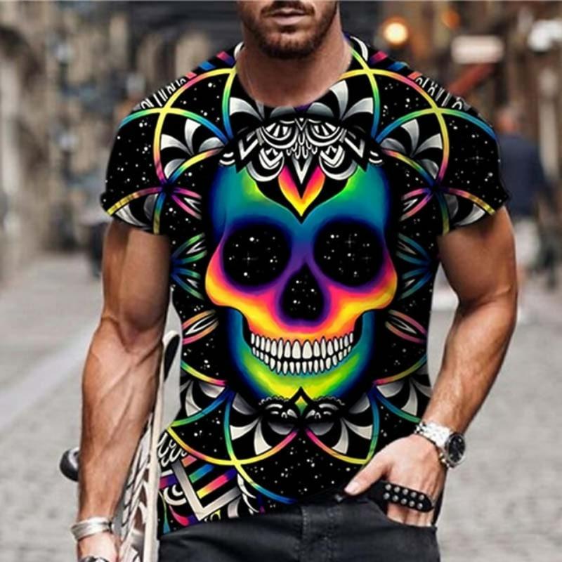 Men's Skull Tshirt 3D Printed Skull Graphic T-shirts For Men Oversized Short Sleeve Punk Tops Tee Shirt Men Death Clothing