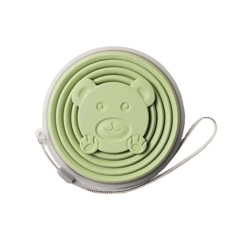 180 мл Силиконовая складная кружка для путешествий, повседневная кружка с рисунком медведя, складная многоразовая кружка для питья с крышками, выдвижные чашки