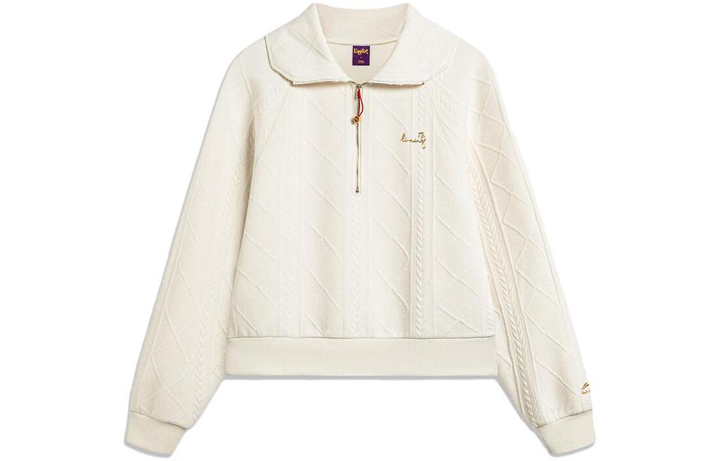 Li Ning Earning Money Every Day Collection Sports Trendy Collection Sweatshirt Women's Ecru AWDU048-4