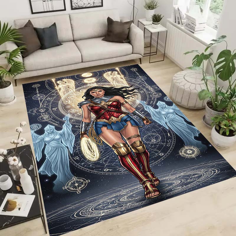 Wonder Woman pattern rug, suitable for living room, bedroom, bedside, balcony and other places, Nordic style decorative rug,