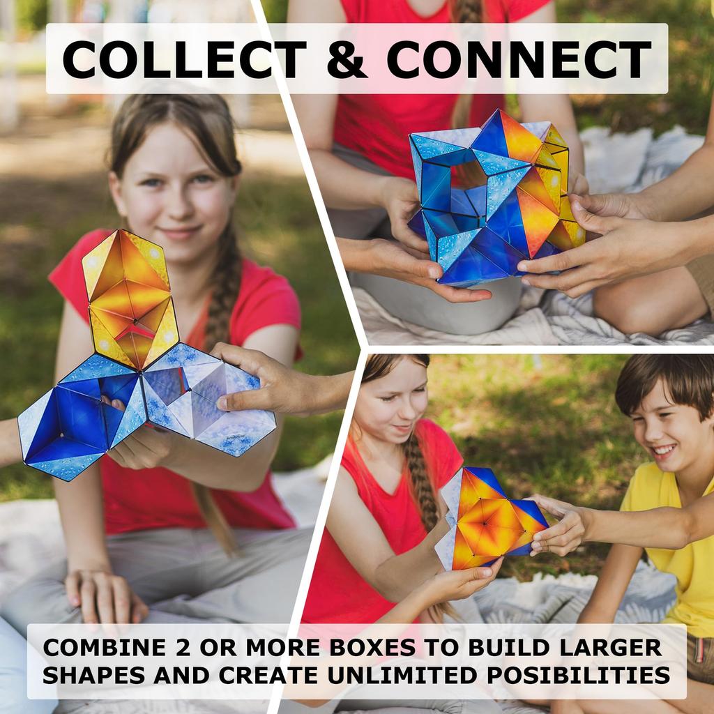 Запатентованный кубик-фигурка SHASHIBO Shape Shift Box с 36 редкоземельными магнитами, трансформирующийся в более чем 70 форм (Голограмма Полярная)