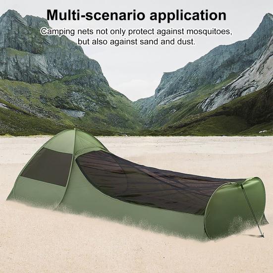 Одноместная палатка-всплывающая с держателем для телефона, дышащая сетка от комаров, портативная легкая палатка, простая установка, походный спальный мешок, кровать