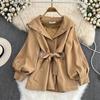 Women's Short Hooded Windbreaker Jacket - New Casual Waist Design for Autumn/Winter 2023