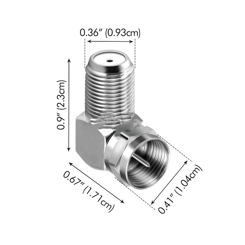 F Male to F Female Coaxial Adapter 1Pcs 90 Degree Right Angled RF Converter Gold Plated for Antenna Cable Connection