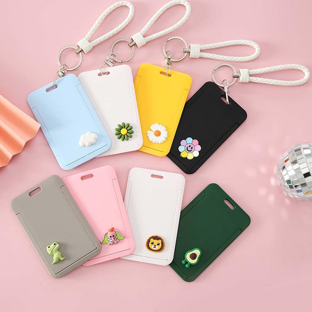 Fashion Girls Bus Card Cover Cartoon Children Badge Case Bank Card ID Card Holder Keychain