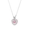 Women Necklace Pink Rhinestone Heart Pendant Adjustable Length Clavicle Necklace Valentines Day Anniversary Gift Wedding