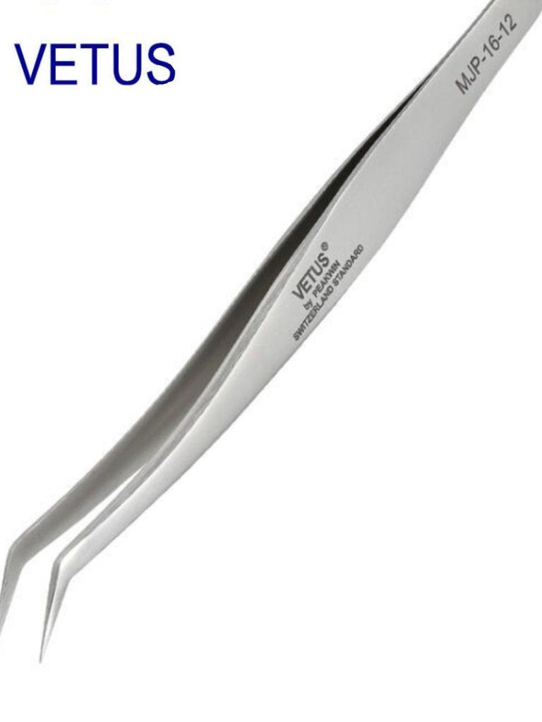 VETUS MJP-16-12 Профессиональный Прецизионный Пинцет для Наращивания Ресниц - Зажим Золотое Перо