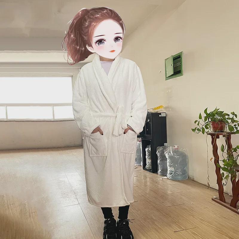 Халат унисекс из кораллового флиса - мягкий, утолщенный, один размер, осенне-зимняя одежда