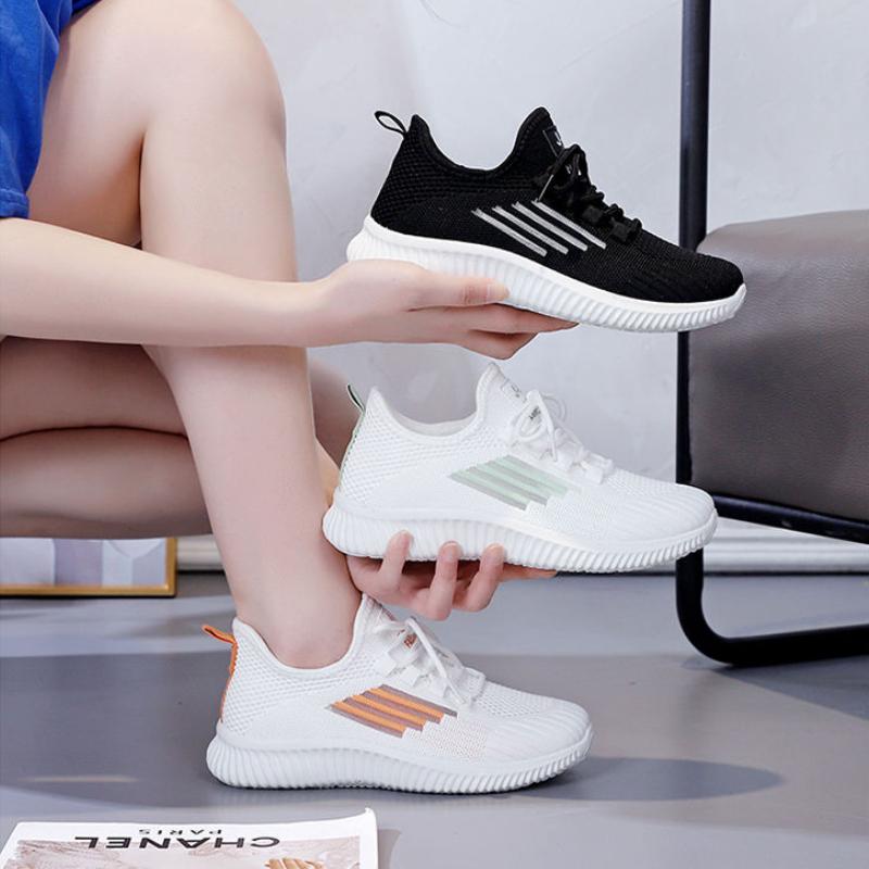 Женская летняя спортивная обувь Fly Weaving Mesh Дышащая плоская подошва Бордовые туфли Повседневная легкая нескользящая спортивная обувь