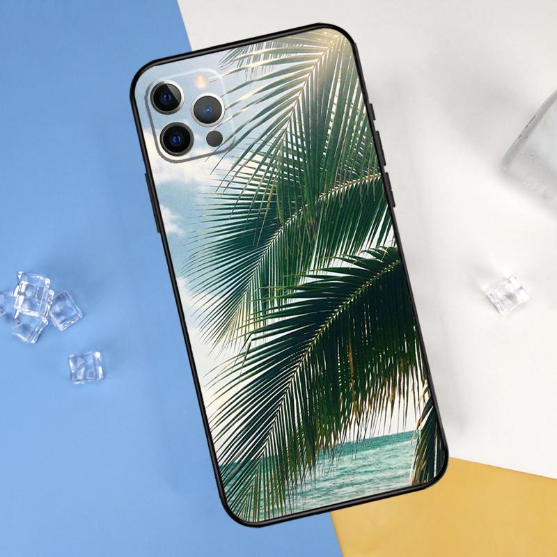 Летнее растение Пальма Зеленый лист Алоха Чехол для телефона Для iPhone 16 Pro 15 Pro 11 13 14 Pro Max 12 Mini XR 16 15 Plus 16e Защитный чехол