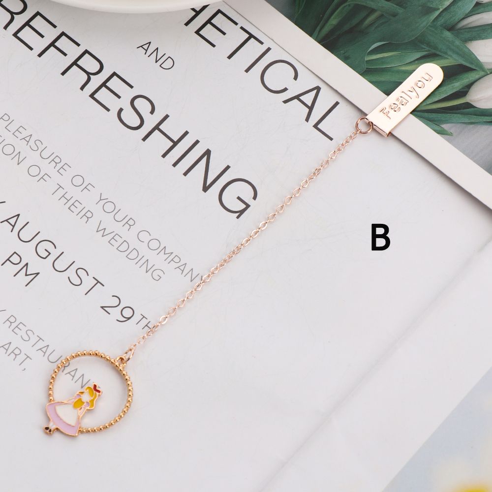 Creative Book Clip Cartoon Character Pagination Mark Bookmarks Peach Heart Pendant Metal