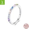 Delicate Color Zircon Single Ring Women'S Fashion Stacking S925 Sterling Silver Ring Ring
